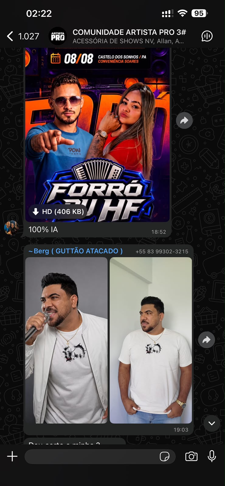 Print de resultado enviado por membro da comunidade Artista PRO no WhatsApp