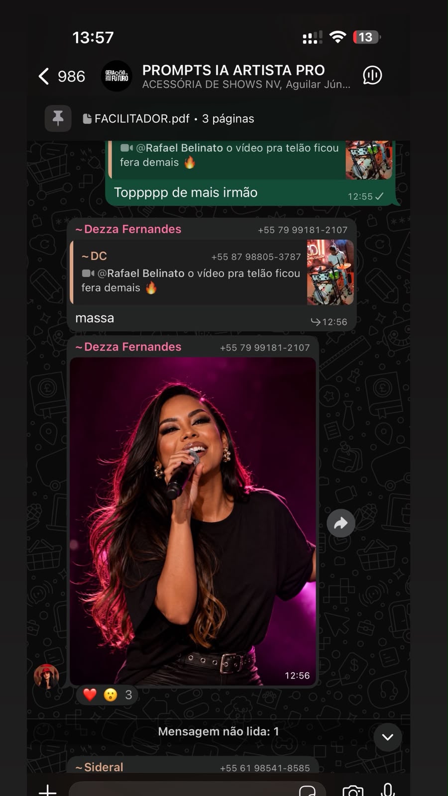 Print de resultado enviado por membro da comunidade Artista PRO no WhatsApp