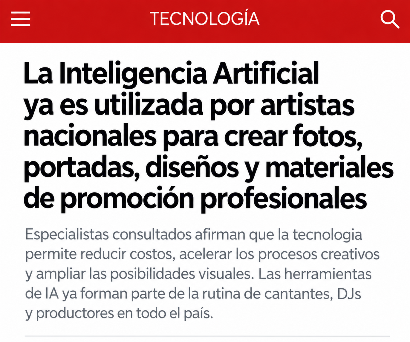 Nota de prensa: la inteligencia artificial ya es usada por artistas para crear fotos, portadas y material de promoción profesional