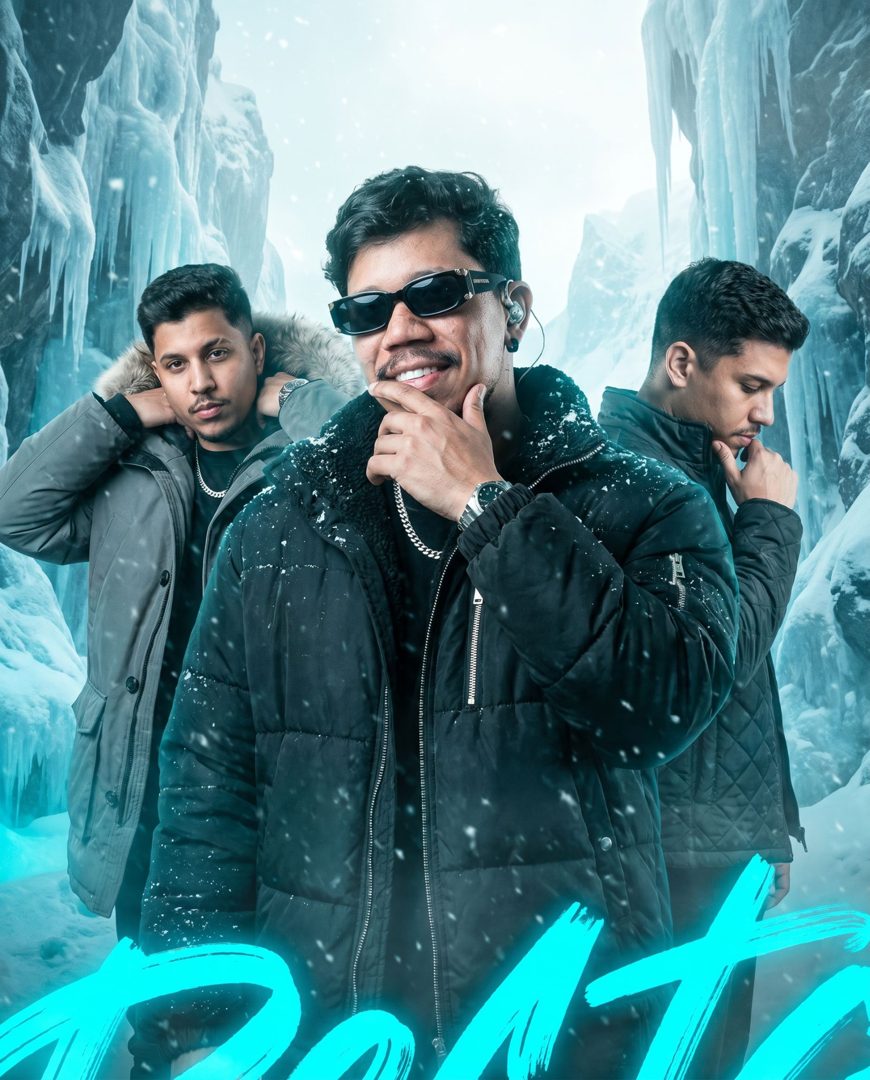 Artista PRO — Molde 08 — Cinematic winter-themed trap event poster with icy luxury streetwear a